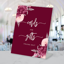Expositor En L Chic Burgundy Silver Floral Wedding Cards Gifts