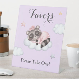 Expositor En L Chica de animales Lavender Raccoon Baby Shower fav