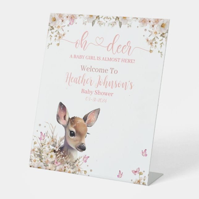 Expositor En L Chica de Baby Shower Woodland Deer (Anverso)