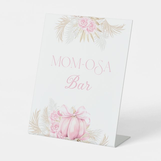 Expositor En L Chica de calabaza rosa Floral Bow Baby Shower Bar (Anverso)
