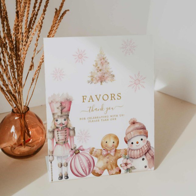 Expositor En L Chica de invierno rosa Baby Shower favorece (Winter wonderland girl baby shower invitation)