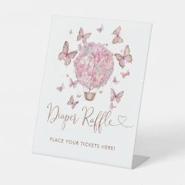 Expositor En L Chica de mariposa rosa floral Diaper Raffle Ticket