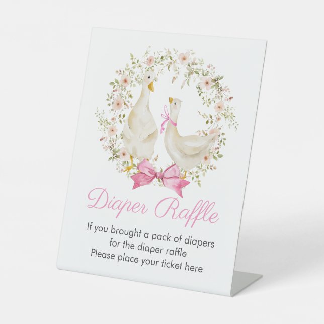 Expositor En L Chica de oca Wreath Wildflowers Diaper Raffle Rótu (Anverso)