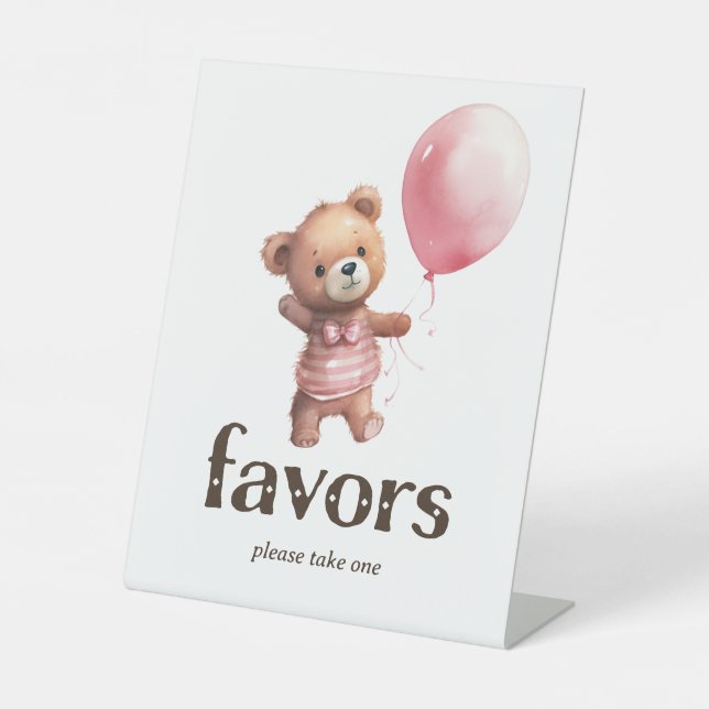 Expositor En L Chica de Oso de Teddy Baby Shower favorece (Anverso)