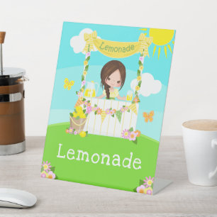 Expositor En L Chica de pelo marrón de cumpleaños de Lemonade Sta
