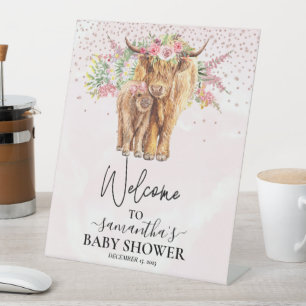 Expositor En L Chica Rosa Bienvenida Ternero Vaca Highland Baño d