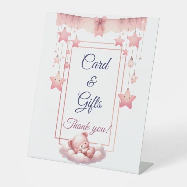 Expositor En L Chica Rosa Estrella del Arcoiris Cumpleaños (Anverso)