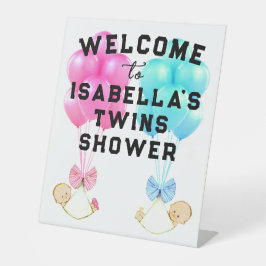 Expositor En L Chica y niño gemelos de Baby Shower