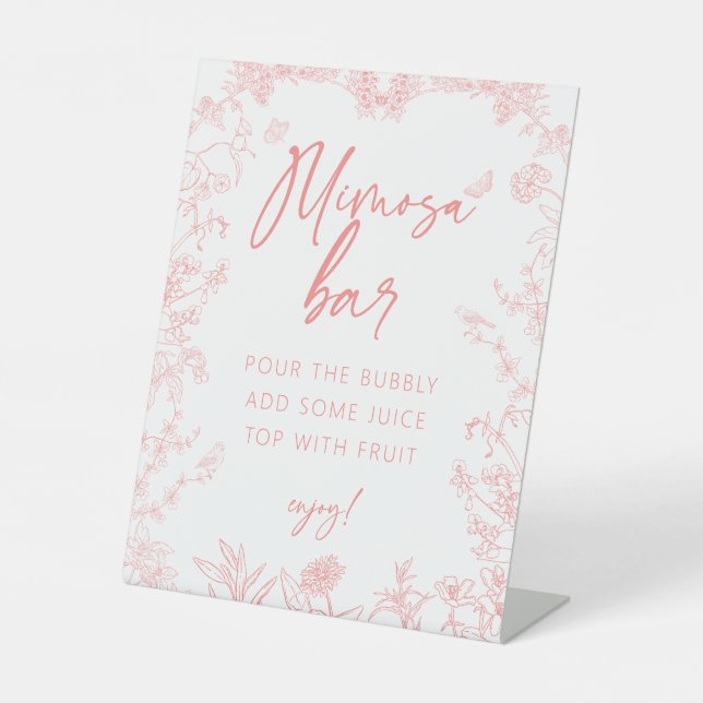 Expositor En L Chinoiserie rosada Mimosa Bar Bridal Shower (Anverso)