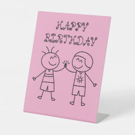Expositor En L choque de puños feliz cumpleaños rosa