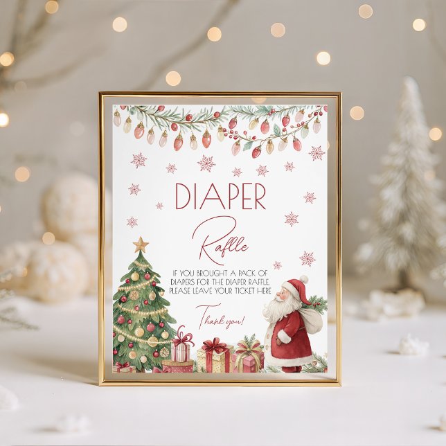 Expositor En L Christmas Baby Shower Diaper Raffle Sign (Subido por el creador)
