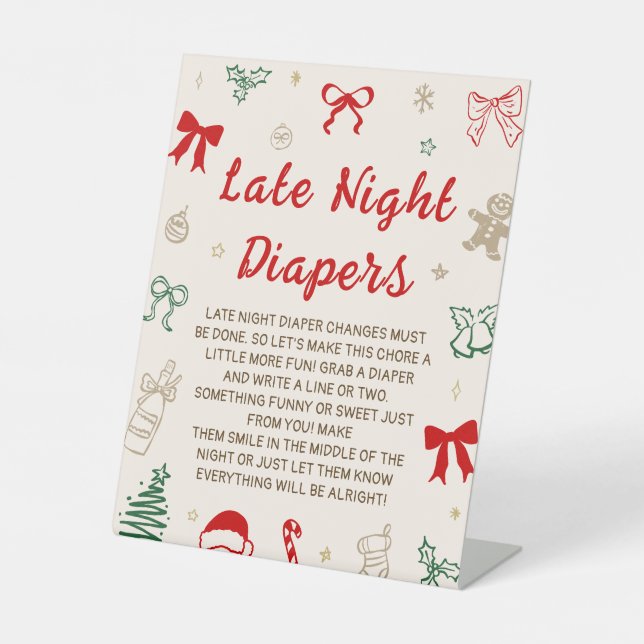 Expositor En L Christmas Baby Shower Late Night Diapers Game (Anverso)