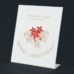 Expositor En L Christmas Botanical Holly Branches and Poinsettias<br><div class="desc">Christmas Botanical Holly Branches and Poinsettias Pedestal Sign. IMPORTANT NOTICE: This design is part of a collection and has other coordinated elements that you can find in my store. Sometimes it can be difficult to aesthetically align and put texts or initials on the designs, if so tell me and I'll...</div>