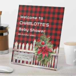 Expositor En L Christmas Fence Buffalo Plaid Baby Shower Welcome