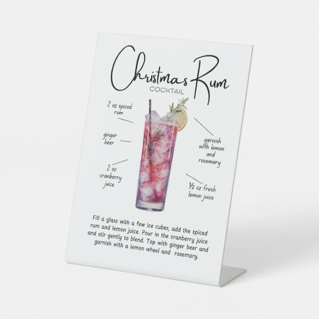 Expositor En L Christmas Rum Cocktail Pedestal Sign (Anverso)