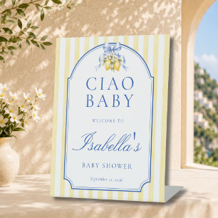 Expositor En L Ciao Baby Amarillo Invitación de Cumpleaños de Beb
