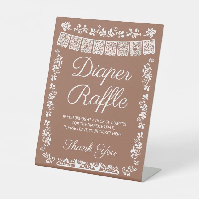 Expositor En L Cielito Lindo Baby Shower Diaper Raffle Sign (Anverso)