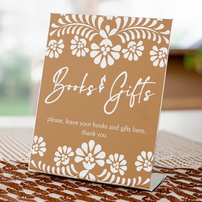 Expositor En L Cielito lindo terracota mesa de regalos para bebés (Cielito lindo terracotta baby shower gifts table pedestal sign personalized baby shower decor signs)