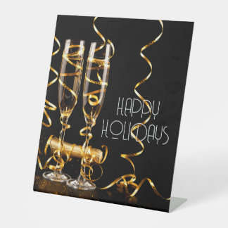 Expositor En L Cinta de Oro Champagne Felices Fiestas