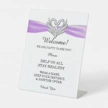 Cintas de lazo púrpura Cisnes plateados Seguridad