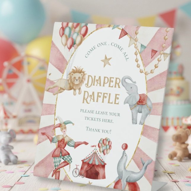 Expositor En L Circus Carnival Baby Shower Diaper Raffle (Subido por el creador)