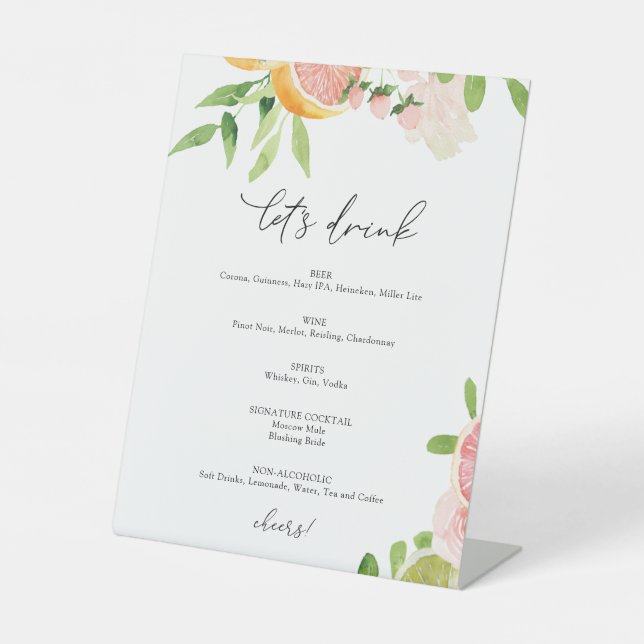 Expositor En L Cítricos rosados Vamos a beber Rótulo bar (Anverso)