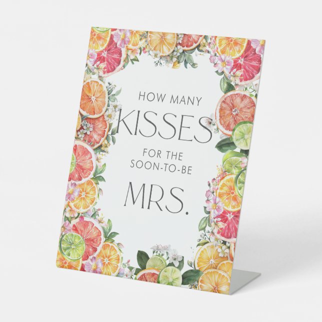 Expositor En L Citrus Bridal Shower: Cuántos besos (Anverso)