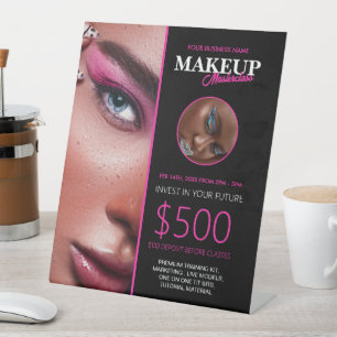 Expositor En L Clases de maquillaje Rótulo Pedestal editable