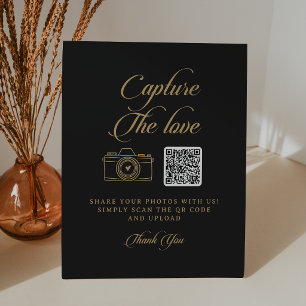 Expositor En L Clásico Negro y Dorado Captura el Amor Boda