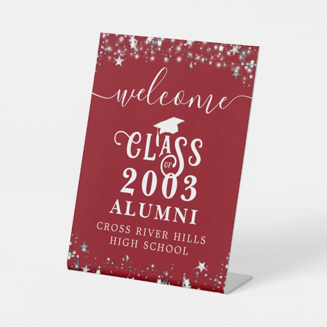Expositor En L Class Reunion Welcome Table Sign Red (Anverso)