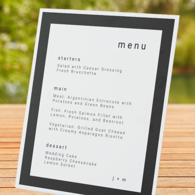 Expositor En L Classic black and white wedding menu Pedestal Sign (Subido por el creador)