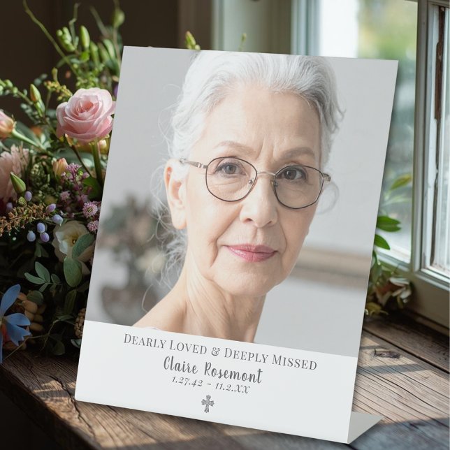 Expositor En L Classic Simple Photo Funeral Table Sign (Classic Simple Photo Funeral Table Sign
)