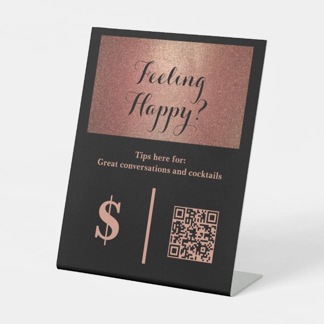 Expositor En L Classy Black Tip Your Bartender QR Code  (Anverso)