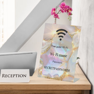 Expositor En L Cliente invitado contraseña de red wifi beige gold