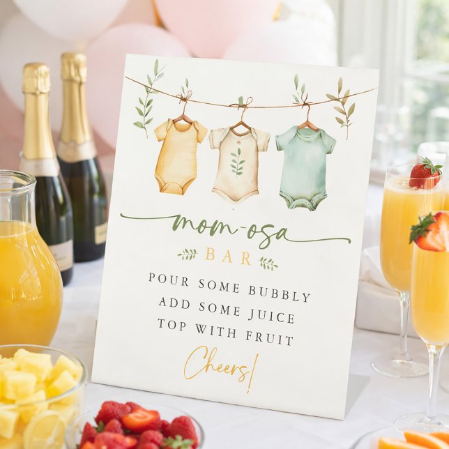 Expositor En L Clothesline Bodysuit Mom-osa Bar Baby Shower (Clothesline Bodysuit Mom-osa Bar Baby Shower Pedestal Sign)