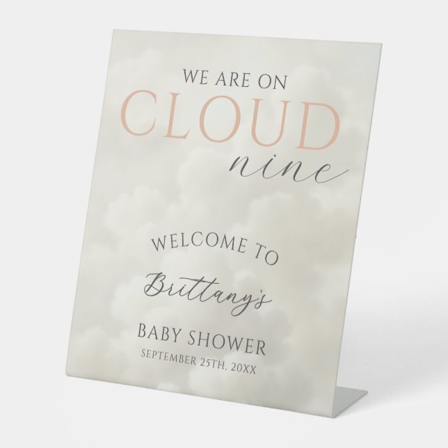 Expositor En L Cloud Nine Clouds Baby Shower Welcome (Anverso)