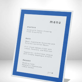 Expositor En L Cobald blue wedding menu Pedestal Sign