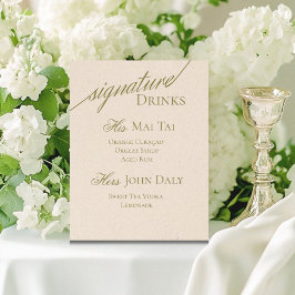 Expositor En L Cóctel de boda de firma moderna serif verde