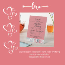 cóctel de boda de marca de rosa de acuarela de alb