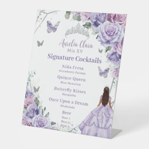 Expositor En L Cóctel Purple Lilac Floral Quinceañera Signature