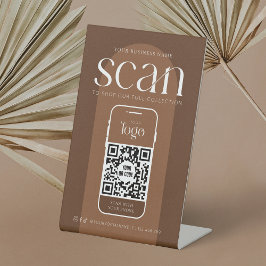 Expositor En L Cód. QR escaneable para negocios Boho Terracotta m