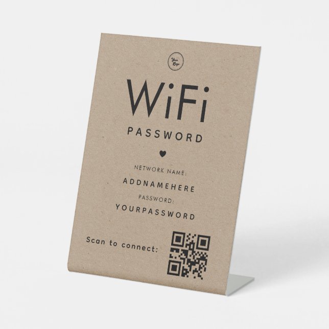 Expositor En L Código de contraseña WiFi de Kraft Código QR del l (Anverso)