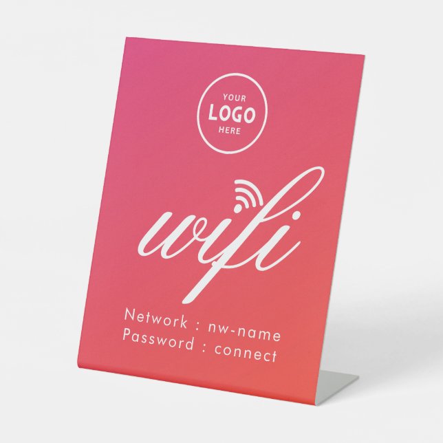 Expositor En L Código de contraseña WiFi Logo de negocio Azul  (Anverso)