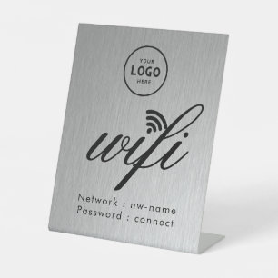 Expositor En L Código de contraseña WiFi Logo de negocio Azul