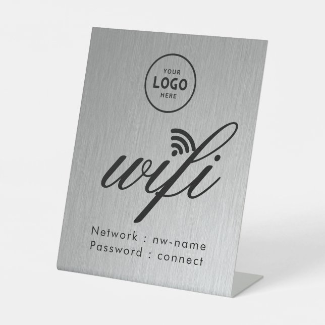 Expositor En L Código de contraseña WiFi Logo de negocio Azul  (Anverso)