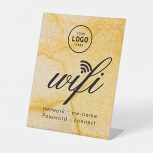 Expositor En L Código de contraseña WiFi Logo de negocio Azul