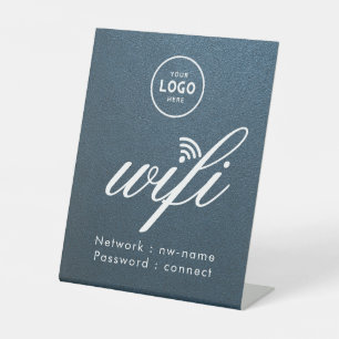 Expositor En L Código de contraseña WiFi Logo Empresarial Azul