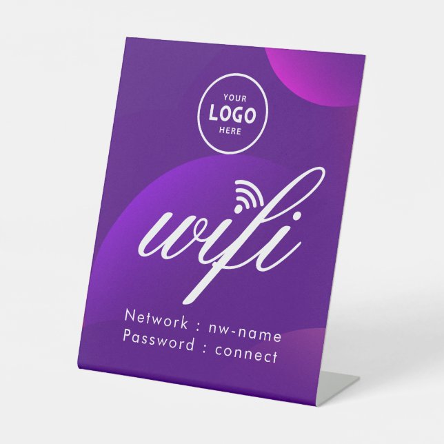 Expositor En L Código de contraseña WiFi Logo Empresarial Azul  (Anverso)