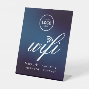 Expositor En L Código de contraseña WiFi logotipo comercial Azul