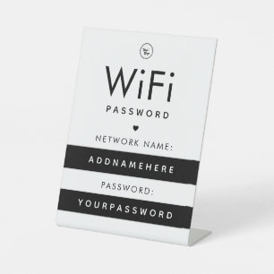 Expositor En L Código de contraseña WiFi Logotipo y corazón de la